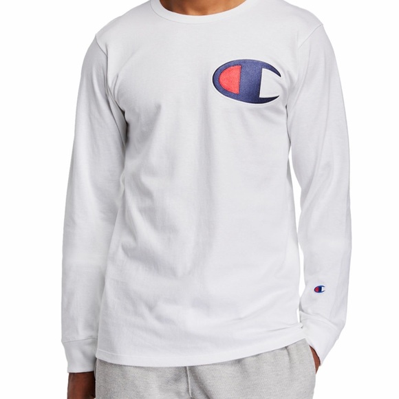 Champion Other - CHAMPION Men’s Long Sleeves White T-Shirt XXL